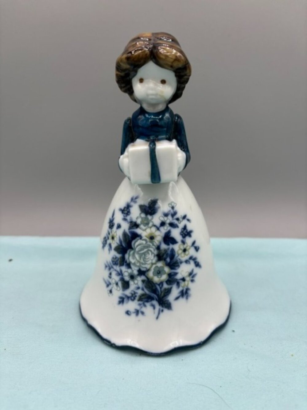Vintage Porcelain China Bell Woman With Gift Musical Figurine